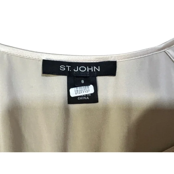 St. John Silk Blend Ruffled Blouse Cream Size 8 - Picture 4 of 8